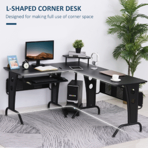 Homcom Space-Saving Corner Gaming Desk - Image 4 of 8