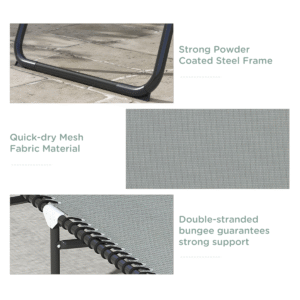 Outsunny Folding Beach Chair Light Grey - Image 4 of 8