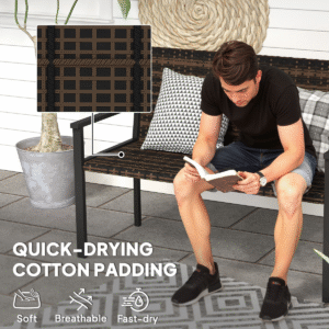 Outsunny Rattan Garden Bench - Image 6 of 7