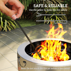 Outsunny Round Fire Pit with Grill Net Outsunny Round Fire Pit with Grill Net - Image 7 of 7