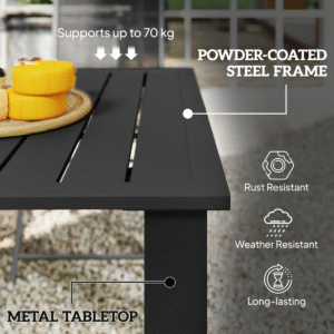 Outsunny Garden Table with Parasol Hole Black - Image 6 of 7