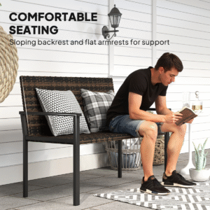 Outsunny Rattan Garden Bench - Image 7 of 7