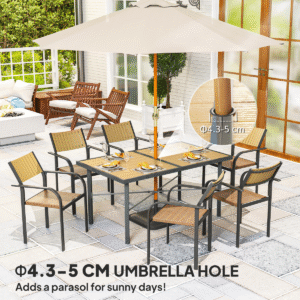 Outsunny Garden Table with 5cm Umbrella Hole - Image 7 of 7
