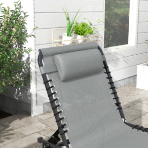 Outsunny Folding Beach Chair Light Grey - Image 6 of 8