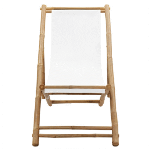 vidaXL Deck Chair Bamboo and Canvas - Image 2 of 5