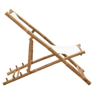 vidaXL Deck Chair Bamboo and Canvas - Image 3 of 5