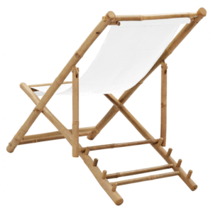 vidaXL Deck Chair Bamboo and Canvas - Image 4 of 5