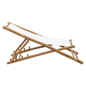 vidaXL Deck Chair Bamboo and Canvas - Image 5 of 5