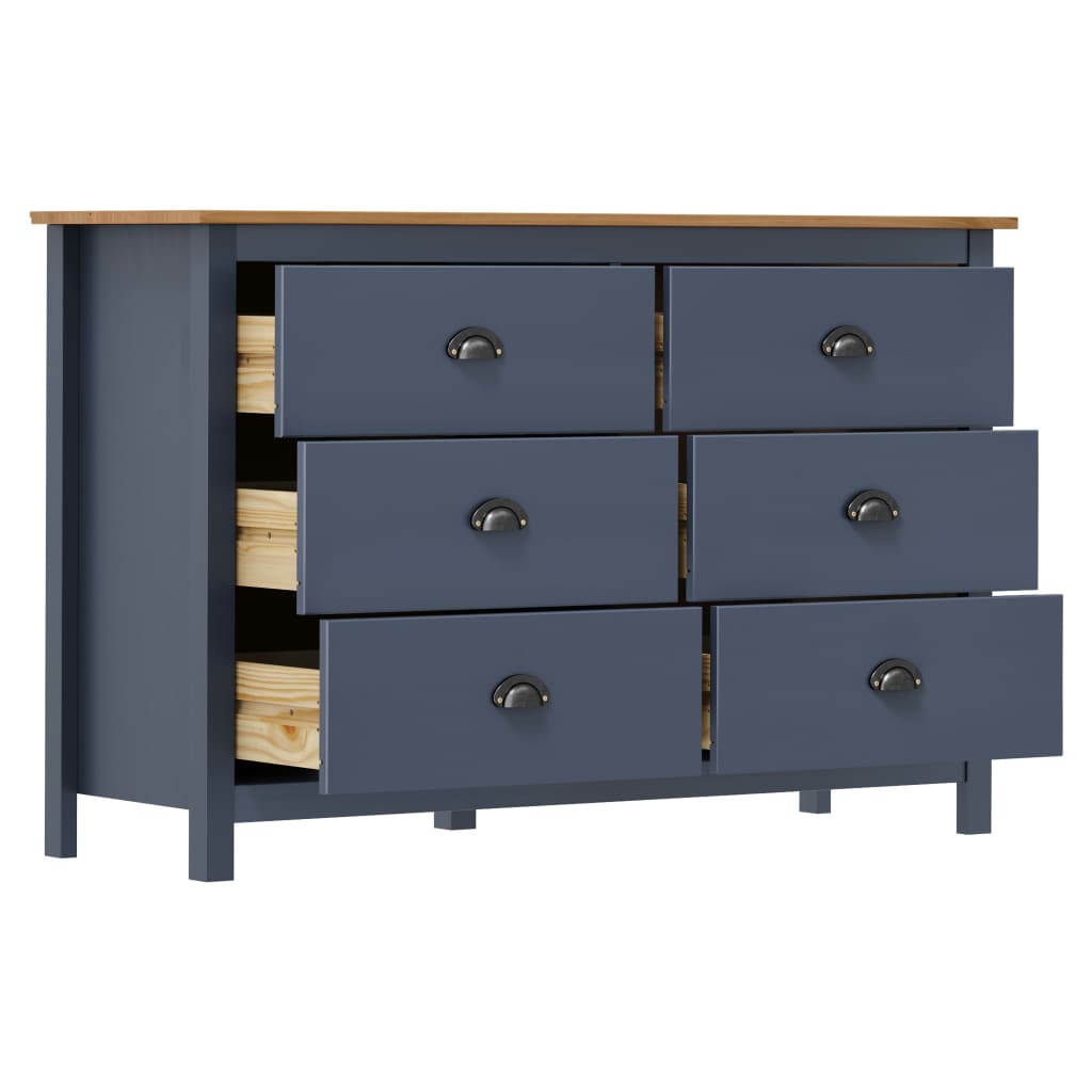 vidaXL Sideboard Hill Grey Solid Pine Wood – Image 3 of 5 vidaXL Sideboard Hill Grey Solid Pine Wood - Image 3 of 5