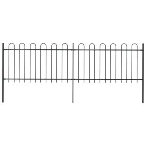 vidaXL Garden Fence w/ Hoop Top Steel Black - Image 1 of 5