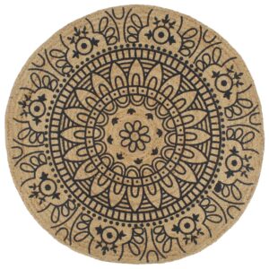 vidaXL Handmade Rug Jute w/ Dark Blue Print - Image 1 of 5