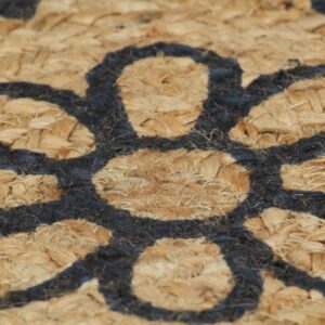 vidaXL Handmade Rug Jute w/ Dark Blue Print - Image 5 of 5