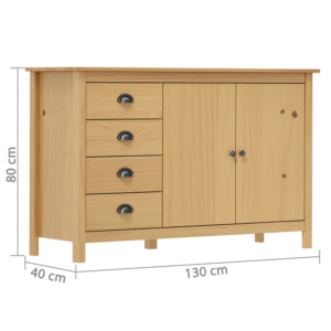 vidaXL Sideboard 130x40x80cm Pine Wood - Image 4 of 4