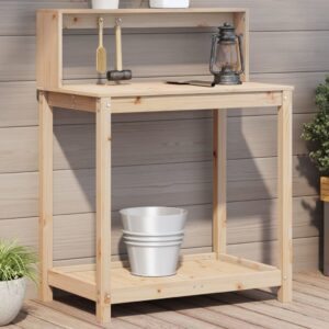 vidaXL Wooden Potting Table with Shelves Solid Pine, 82.5 x 50 x 109.5cm, Natural Pine - Image 1 of 1