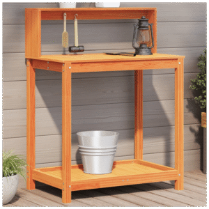 vidaXL Wooden Potting Table with Shelves Solid Pine - Image 1 of 5