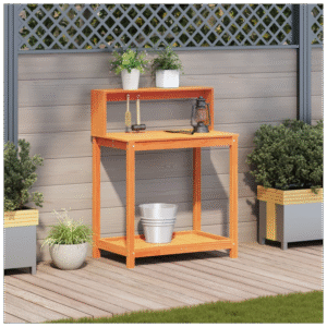 vidaXL Wooden Potting Table with Shelves Solid Pine - Image 3 of 5