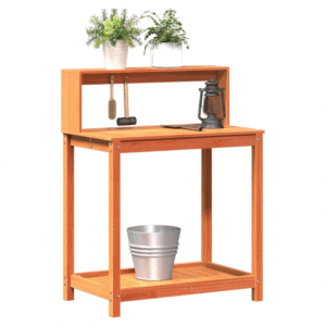 vidaXL Wooden Potting Table with Shelves Solid Pine - Image 4 of 5