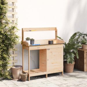 vidaXL Potting Table with Cabinet Solid Fir Wood – Image 3 of 5