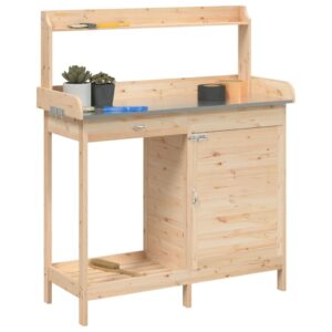 vidaXL Potting Table with Cabinet Solid Fir Wood – Image 4 of 5