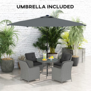 Outsunny Rattan Dining Set w/ Parasol - Image 6 of 8