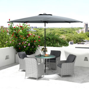 Outsunny Rattan Dining Set w/ Parasol - Image 1 of 8