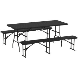 Outsunny Rattan Effect Folding Picnic Table - Image 8 of 8