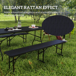 Outsunny Rattan Effect Folding Picnic Table - Image 2 of 8