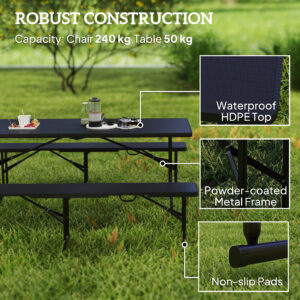 Outsunny Rattan Effect Folding Picnic Table - Image 3 of 8