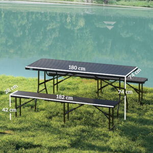 Outsunny Rattan Effect Folding Picnic Table - Image 4 of 8