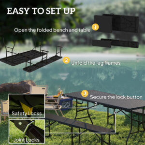 Outsunny Rattan Effect Folding Picnic Table - Image 6 of 8