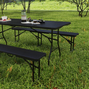 Outsunny Rattan Effect Folding Picnic Table - Image 7 of 8