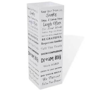 vidaXL White Square Umbrella Stand w/ Text - Image 1 of 5