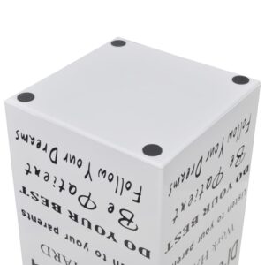 vidaXL White Square Umbrella Stand w/ Text - Image 4 of 5