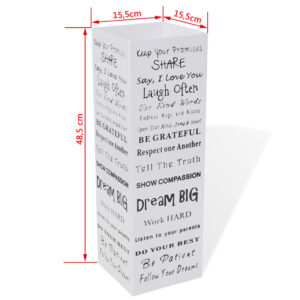 vidaXL White Square Umbrella Stand w/ Text - Image 5 of 5