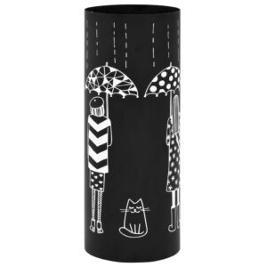 vidaXL Umbrella Stand Women Steel Black - Image 1 of 5