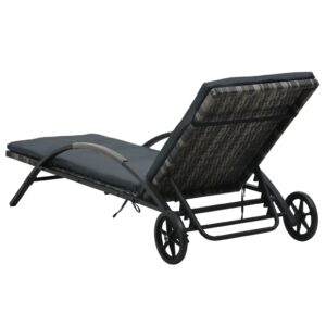 vidaXL Sun Lounger w/ Cushions Anthracite - Image 4 of 5