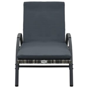 vidaXL Sun Lounger w/ Cushions Anthracite - Image 5 of 5