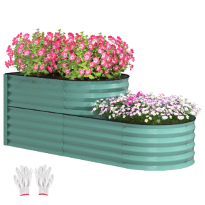 Outsunny 2-Tier Galvanised Garden Bed, Green - Image 1 of 1