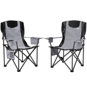 Outsunny 2 Padded Folding Picnic Chairs, Grey - Image 1 of 1
