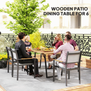 Outsunny Wooden Garden Table for 6 - Image 3 of 7