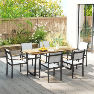 Outsunny Wooden Garden Table for 6 - Image 1 of 7