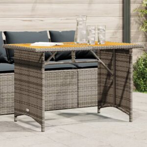 vidaXL Poly Rattan Garden Table w/ Wooden Top - Image 1 of 5