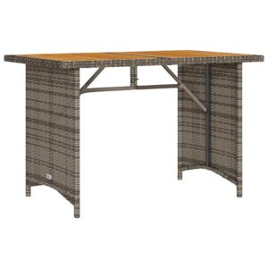 vidaXL Poly Rattan Garden Table w/ Wooden Top - Image 2 of 5