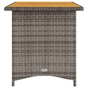 vidaXL Poly Rattan Garden Table w/ Wooden Top - Image 5 of 5
