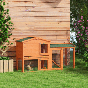 PawHut Wooden Rabbit Hutch w/ Run - Image 1 of 8