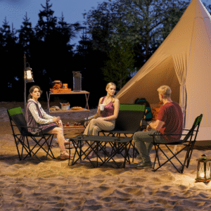 Outsunny 4pc Camping Table and Chairs Outsunny 4pc Foldable Table & Chair Set - Image 3 of 7