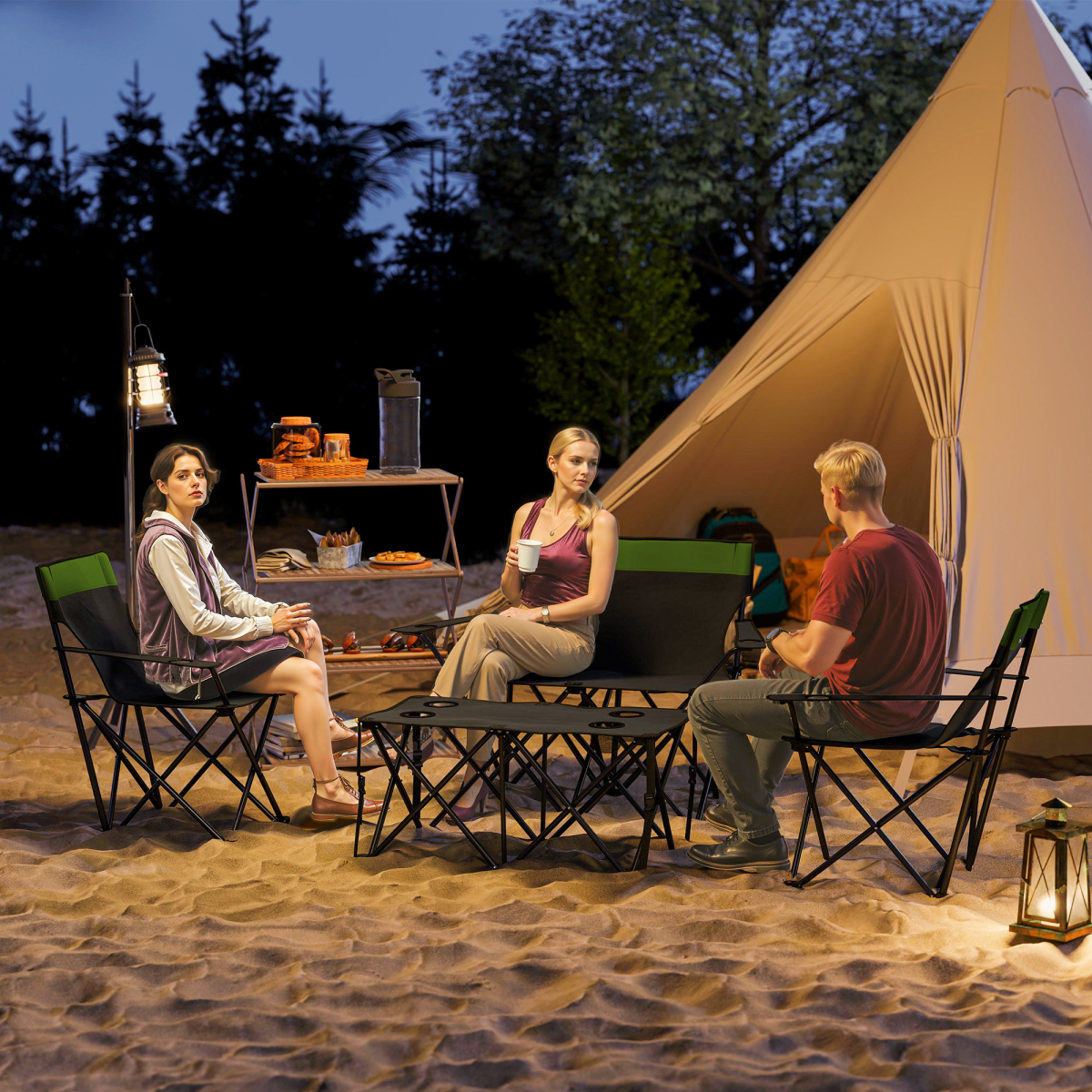 Outsunny 4pc Foldable Table & Chair Set – Image 3 of 7 Outsunny 4pc Foldable Table & Chair Set - Image 3 of 7