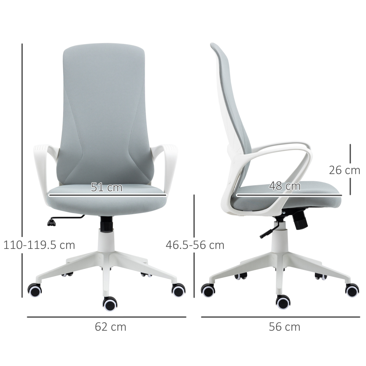 Vinsetto High-Back Home Office Chair Grey – Image 2 of 8 Vinsetto High-Back Home Office Chair Grey - Image 2 of 8