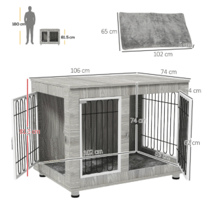 PawHut Dog Crate Furniture Double Door PawHut Dog Crate Furniture Double Door - Image 2 of 8