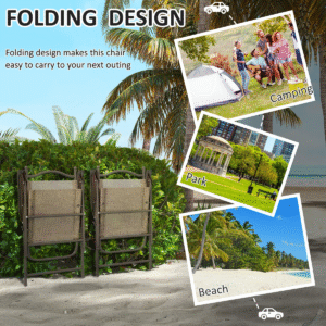 Outsunny Folding Chairs Set Mixed Brown Outsunny Folding Chairs Set Mixed Brown - Image 3 of 7